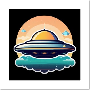 Flying saucer over cloud Posters and Art